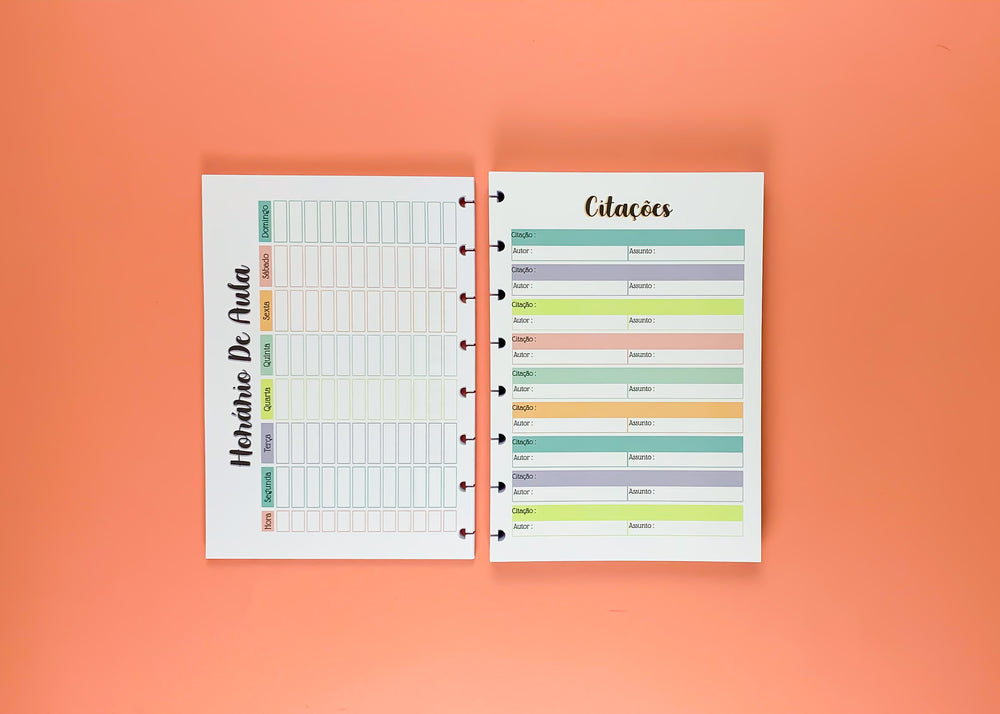 Planner do estudante - REFIL