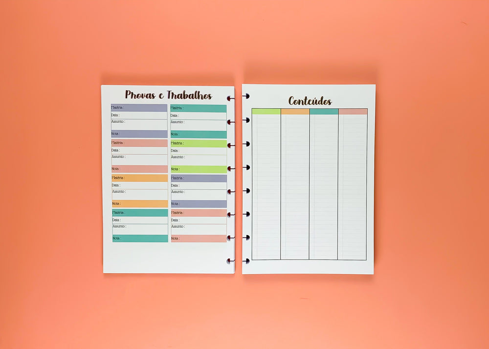 Planner do estudante - REFIL
